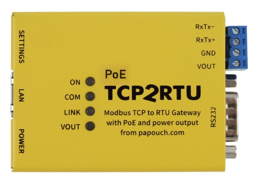 Imagen representativa del producto TCP2RTU_PoE: MODBUS TCP to RTU / ASCII converter with PoE power supply – TCP2RTU_POE número 3