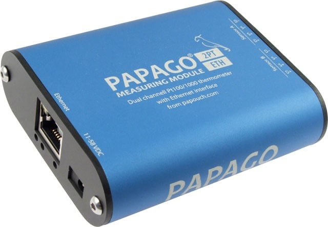Imagem representativa do produto PAPAGO 2PT ETH: 2x termómetro para Pt100/1000 com Ethernet – PGO_2PT_E_1 número 1