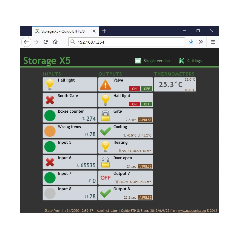 Imagen representativa del producto Quido ETH 2/16: 2 inputs, 16 outputs and thermometer – QUIDO_ETH_2/16_1 número 3